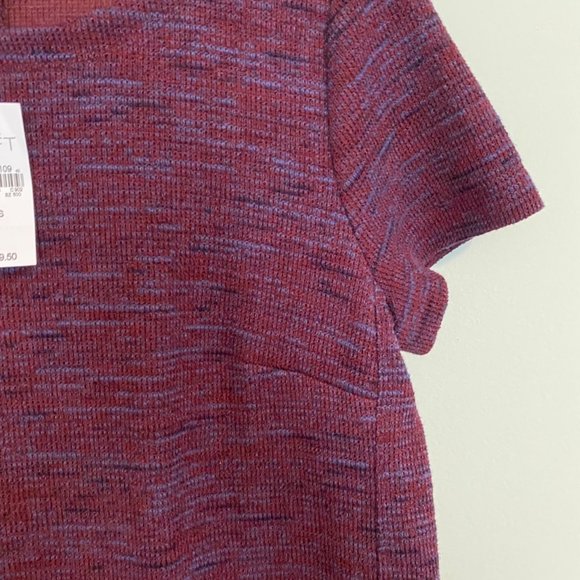 NWT LOFT short-sleeved burgundy-red knit shift dress - Picture 3 of 5